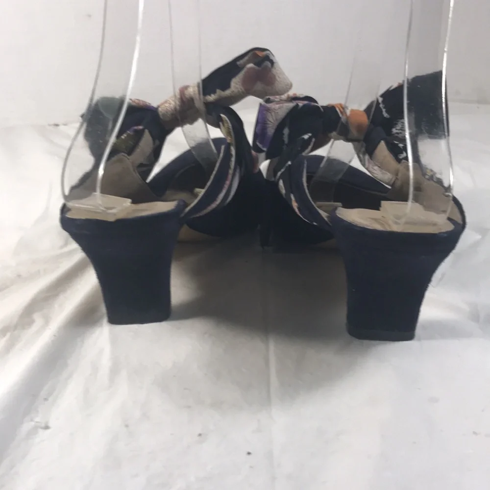 Russell and Bromley Elegant Blue Suede Women's Mules With a Tied Bow Accent